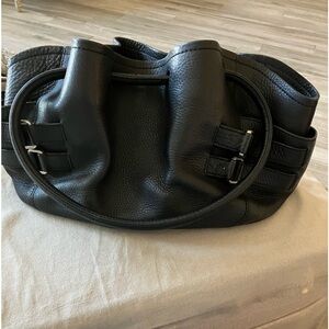 Colehan black leather purse with side buckles